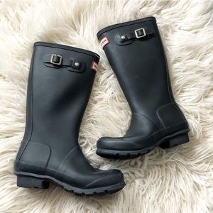 Hunter Black Matte Rain Snow Boots Little Kids 2